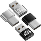 USB A Male to USB C Female Adapter USB 2.0 480Mbps 5V 3A Charging Data OTG Converter for USB A Laptop PC Charger Black Silver