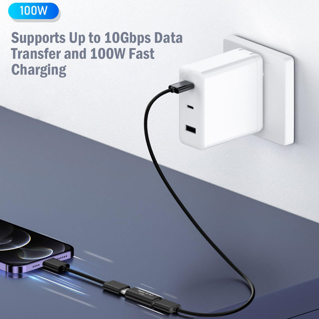 USB C Female to Female Adapter 10Gbps 100W PD 8K 60Hz Type C Coupler Extender Thunderbolt 4 3 Compatible for Cable Laptop Monitor Dock