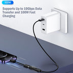 USB C Female to Female Adapter 10Gbps 100W PD 8K 60Hz Type C Coupler Extender Thunderbolt 4 3 Compatible for Cable Laptop Monitor Dock