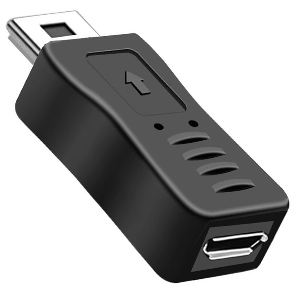 Mini USB Male to Micro USB Female Adapter Connector (Straight / Left-Angle / Right-Angle) for Charging and Data Sync