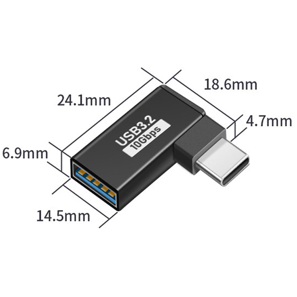 USB 3.2 10Gbps 90 Degree USB C Male to USB A Female USB A Male to USB C Female OTG Adapter 5V 3A for Laptop PC Card Reader Flash Drive