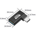 USB 3.2 10Gbps 90 Degree USB C Male to USB A Female USB A Male to USB C Female OTG Adapter 5V 3A for Laptop PC Card Reader Flash Drive