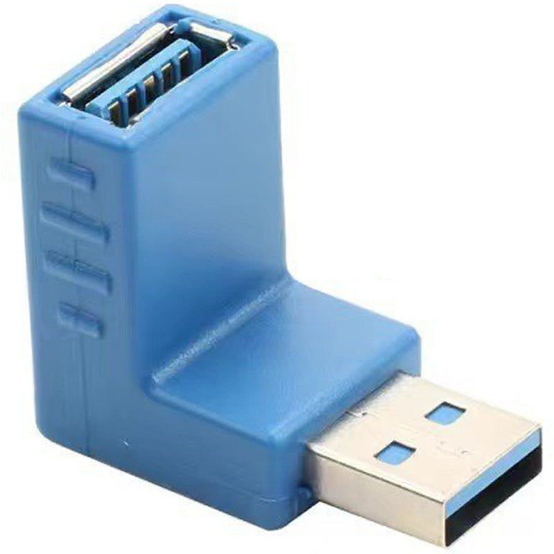 USB 3.0 Adapter 90 Degree Male to Female Up Angle Down Angle 5Gbps SuperSpeed USB A Connector for PC Laptop Hard Drive Flash Drive Black Blue