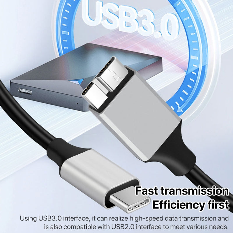 USB-C to Micro-B 3.0 Cable 5Gbps External Hard Drive Data Cord Compatible with HDD Enclosures Laptops Tablets MacBooks