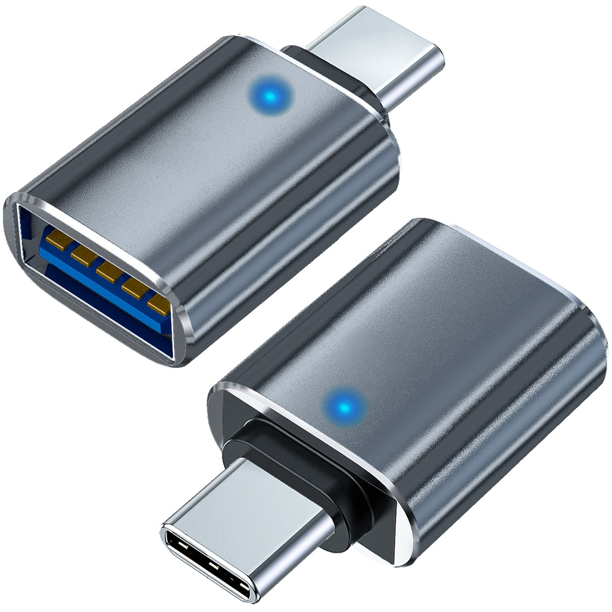 USB C Male to USB 3.0 Female Adapter with LED Indicator High-Speed OTG Converter Compatible with Laptops Tablets