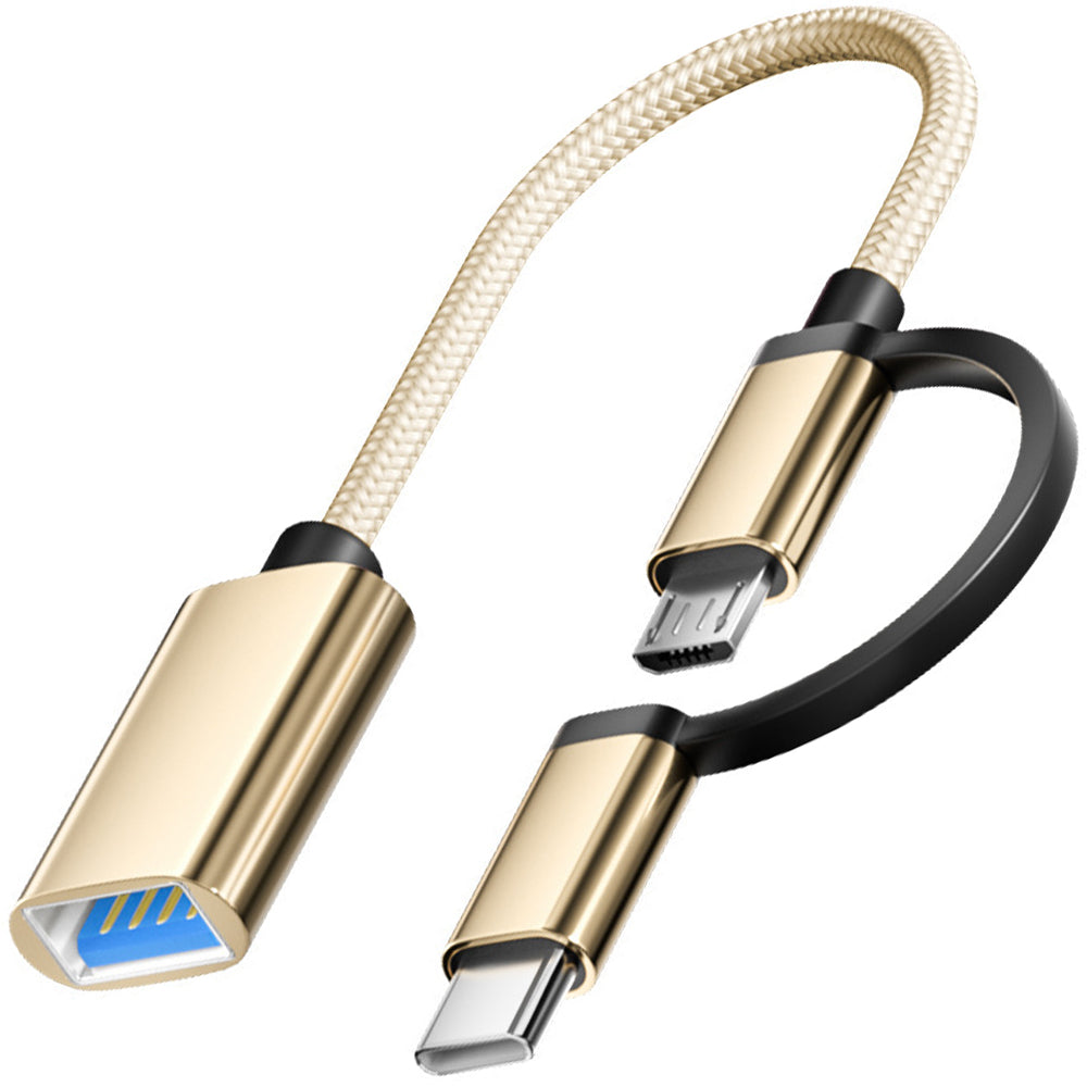 USB Female to Micro USB and USB C Male OTG Adapter 2 in 1 USB 2.0 OTG Connector for Samsung Android Tablet Phone Connect USB Drive Mouse Keyboard Card Reader