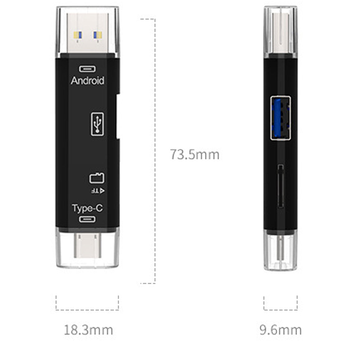 5 in 1 USB C Micro USB to USB OTG Adapter with TF SD Card Reader Multi Port Hub Dongle for Android Phone Mac PC Flash Drive Mouse Keyboard