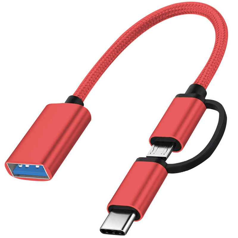 USB Female to Micro USB and USB C Male OTG Adapter 2 in 1 USB 2.0 OTG Connector for Samsung Android Tablet Phone Connect USB Drive Mouse Keyboard Card Reader