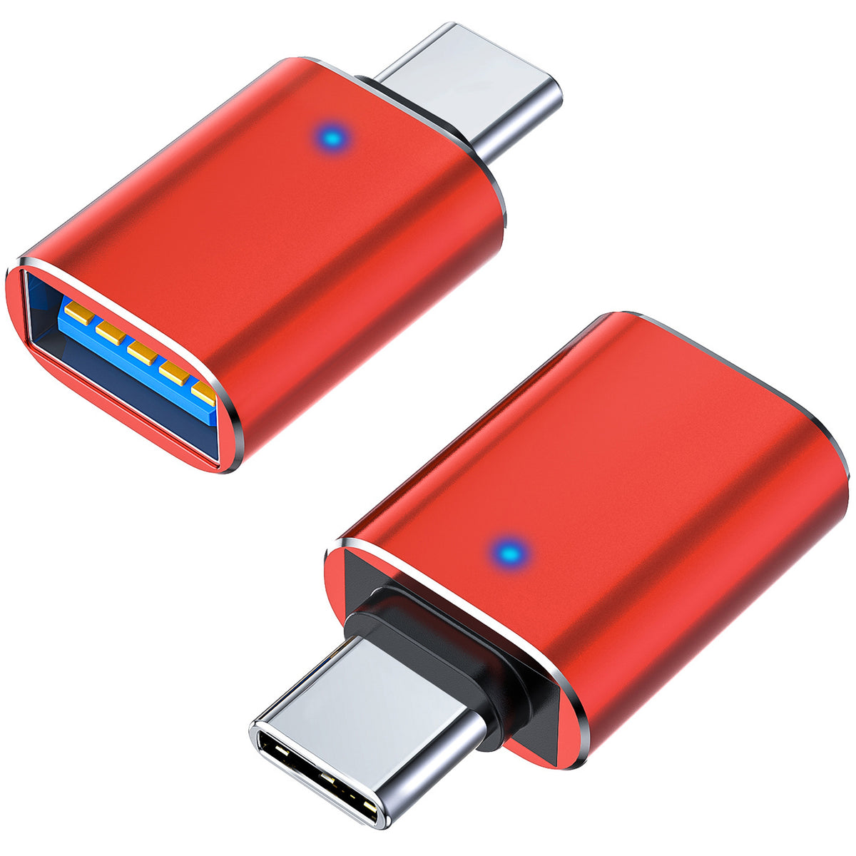 USB C Male to USB 3.0 Female Adapter with LED Indicator High-Speed OTG Converter Compatible with Laptops Tablets