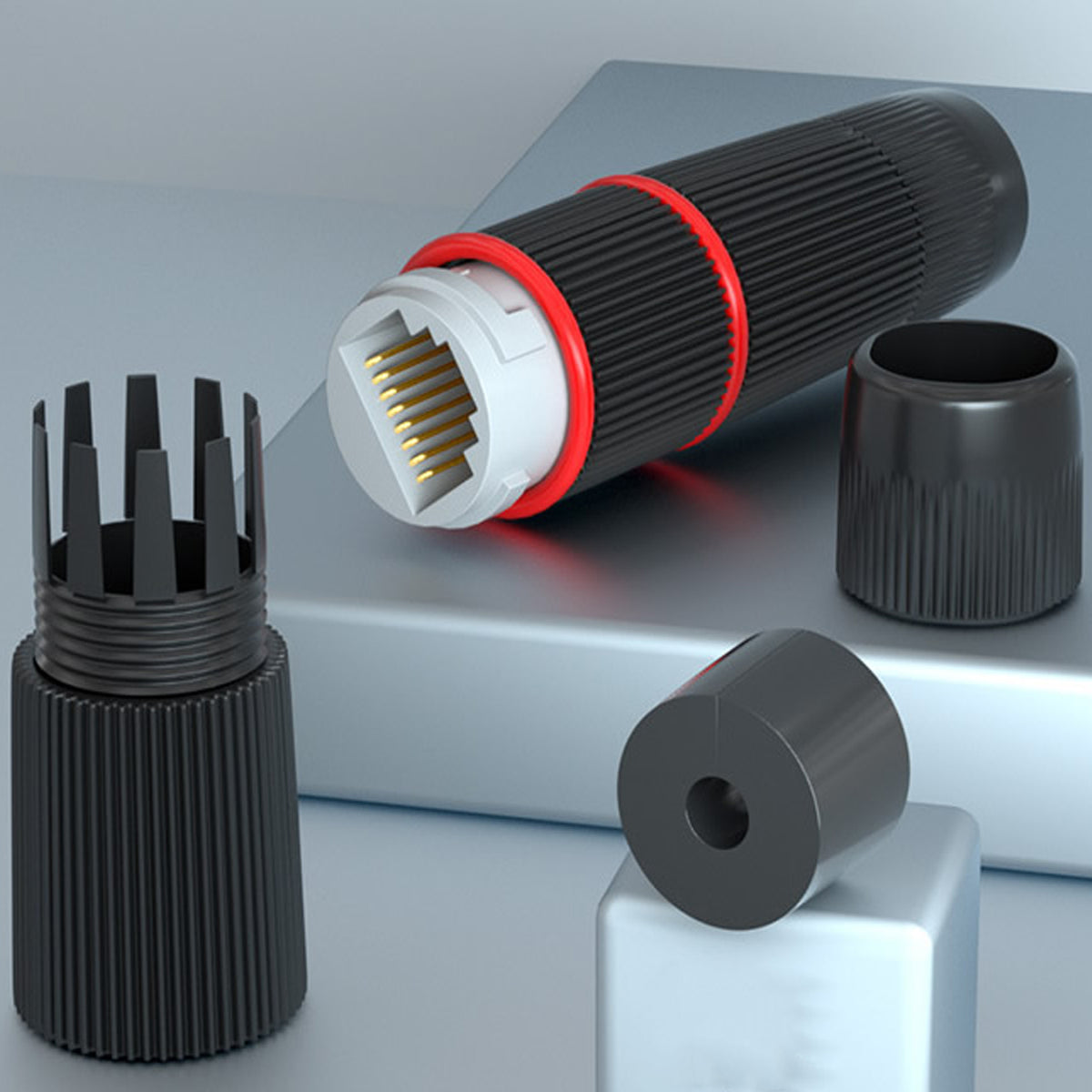 IP67 Waterproof RJ45 Coupler Female to Female Cat6 Cat5e Cat5 Outdoor Ethernet Cable Extender Shielded Gigabit LAN Connector POE for IP Cameras