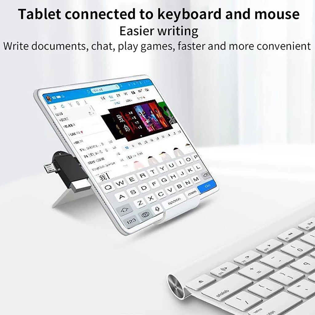 2 in 1 USB OTG Adapter USB 3.0 Female to USB-C and Micro USB Male Converter with Lanyard for Phone Tablet Flash Drive Keyboard Mouse