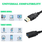 USB 3.0 Extension Cable Type A Male to Female 5Gbps USB Extender Cord for Computer TV Mouse Keyboard Printer Webcam PS4 VR 30cm to 5m