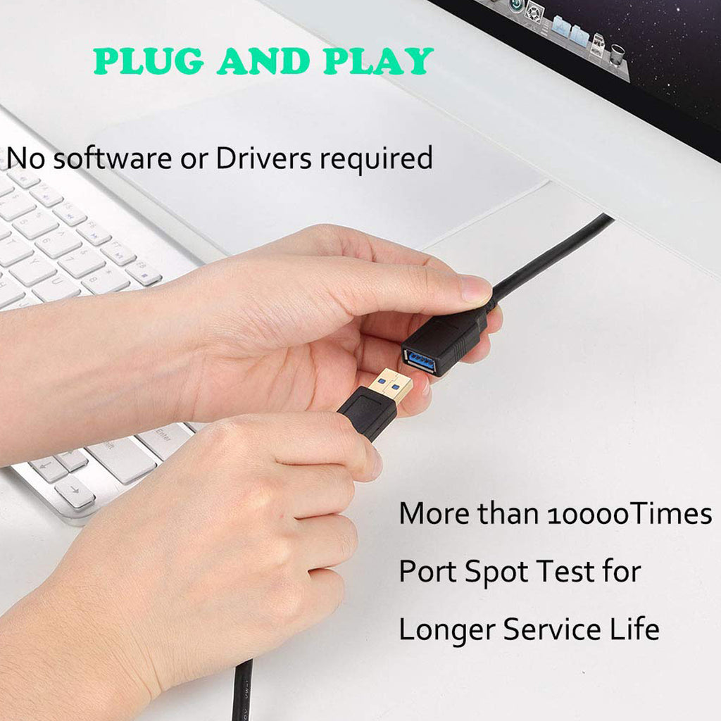 USB 3.0 Extension Cable Type A Male to Female 5Gbps USB Extender Cord for Computer TV Mouse Keyboard Printer Webcam PS4 VR 30cm to 5m