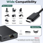 Micro USB to RJ45 Ethernet Adapter 10 100Mbps Wired LAN Network Converter with Power Port for Fire TV Stick 4K Chromecast Ultra Google Home Mini Roku