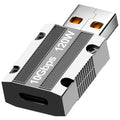 USB A to USB C Female Adapter 10Gbps Type C Converter Zinc Alloy Reversible Connector for Laptop Charger Power Bank Car