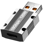 USB A to USB C Female Adapter 10Gbps Type C Converter Zinc Alloy Reversible Connector for Laptop Charger Power Bank Car