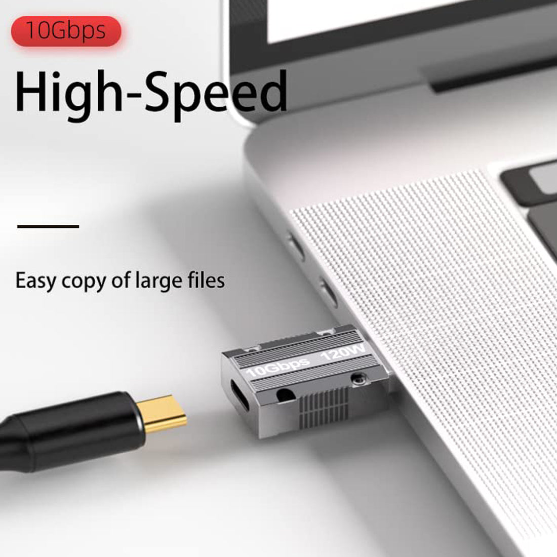 USB A to USB C Female Adapter 10Gbps Type C Converter Zinc Alloy Reversible Connector for Laptop Charger Power Bank Car