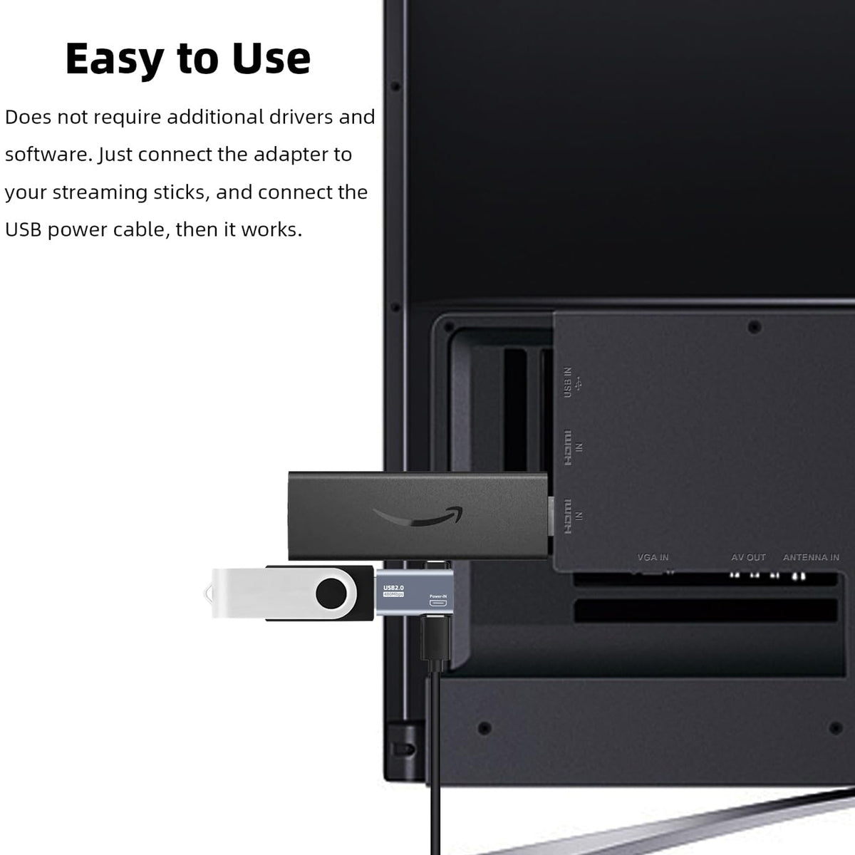 90 Degree Micro USB OTG Adapter Powered USB A Female for Fire TV Stick 4K Max Lite Chromecast Android Phone Tablet Left Right Angle