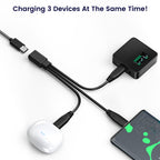 USB-C Splitter Cable 1 Female to 3 Male Y Splitter 30cm Charge Three USB-C Devices Simultaneously for Phone Tablet Earbuds Smart Watch