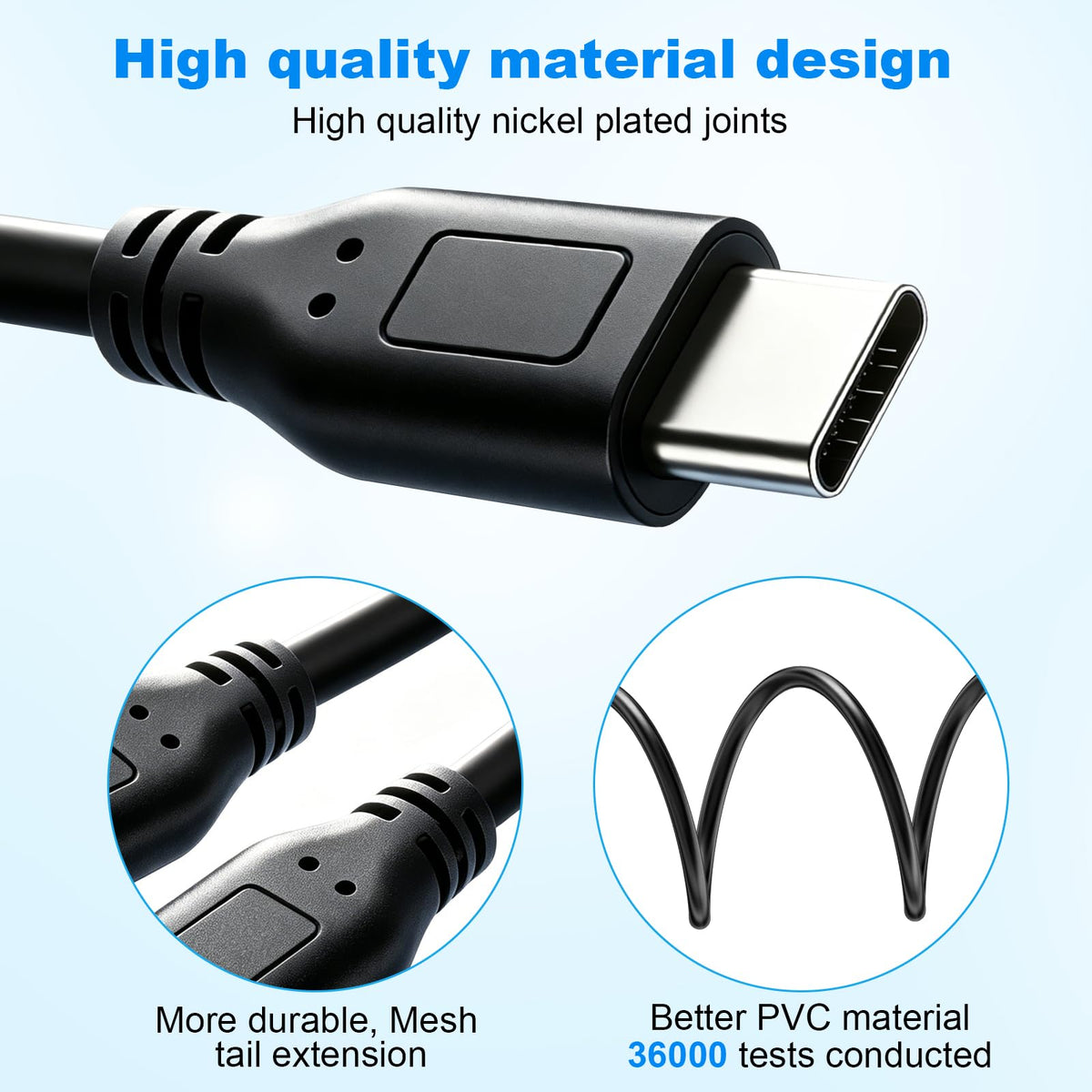 USB-C Male to Dual USB-C Male Y Splitter Cable 30cm Charge Two USB-C Devices Simultaneously Charging Only