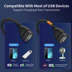 USB Splitter Cable with Dual On Off Switches USB A Male to 2 USB Female Y Cord 1 Data Sync Power and 1 Charge Only Port Extender for Desk Lamp Fan PC