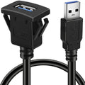 Square USB 3.0 Flush Panel Mount Extension Cable for Car, Boat & Motorcycle Dashboard