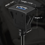 Square USB 3.0 Flush Panel Mount Extension Cable for Car, Boat & Motorcycle Dashboard