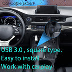 Square USB 3.0 Flush Panel Mount Extension Cable for Car, Boat & Motorcycle Dashboard