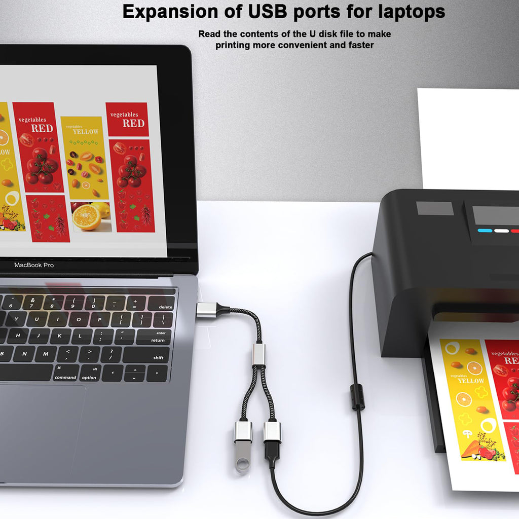 USB Splitter 1 in 2 Out USB A Male to Dual USB Female Y Splitter Cable Nylon Braided 480Mbps Data Sync and Charging Cord for PC Laptop Keyboard Mouse Flash Drive