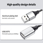 USB Splitter 1 in 2 Out USB A Male to Dual USB Female Y Splitter Cable Nylon Braided 480Mbps Data Sync and Charging Cord for PC Laptop Keyboard Mouse Flash Drive