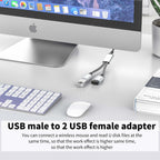 USB Splitter 1 in 2 Out USB A Male to Dual USB Female Y Splitter Cable Nylon Braided 480Mbps Data Sync and Charging Cord for PC Laptop Keyboard Mouse Flash Drive
