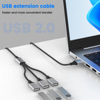 USB Splitter 1 in 3 Out USB A Male to 3 Female Triple Port Y Cable Nylon Braided 480Mbps Data Sync and Charging Cord for PC Laptop PS5 PS4 Keyboard Mouse