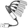 USB Splitter 1 in 4 Out USB A Male to 4 Female Quad Port Y Cable Nylon Braided 480Mbps Data Sync and Charging Cord for PC Laptop PS5 PS4 Keyboard Mouse