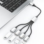USB Splitter 1 in 4 Out USB A Male to 4 Female Quad Port Y Cable Nylon Braided 480Mbps Data Sync and Charging Cord for PC Laptop PS5 PS4 Keyboard Mouse