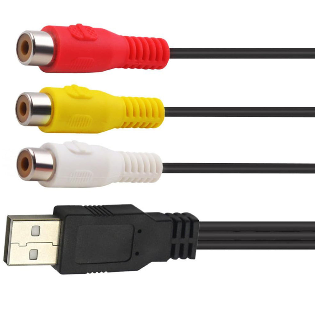 USB to 3 RCA Cable USB 2.0 A Male to 3RCA Female Composite Audio Video AV Adapter Cord for Camcorder DVD Player TV PC Mac DVR Set Top Box