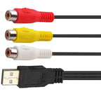 USB to 3 RCA Cable USB 2.0 A Male to 3RCA Female Composite Audio Video AV Adapter Cord for Camcorder DVD Player TV PC Mac DVR Set Top Box