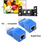 Ethernet RJ45 Extender for HDMI Cat5e Cat6 Cable 1080P 60Hz 30m 98ft Transmitter Receiver TX RX Set No Power Needed for HDTV PC PS4 Projector
