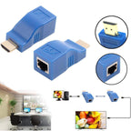 Ethernet RJ45 Extender for HDMI Cat5e Cat6 Cable 1080P 60Hz 30m 98ft Transmitter Receiver TX RX Set No Power Needed for HDTV PC PS4 Projector