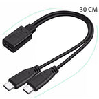 USB-C Splitter Cable 1 Female to 2 Male Y Splitter 30cm Charge Two USB-C Devices Simultaneously for Phone Tablet Earbuds Smart Watch