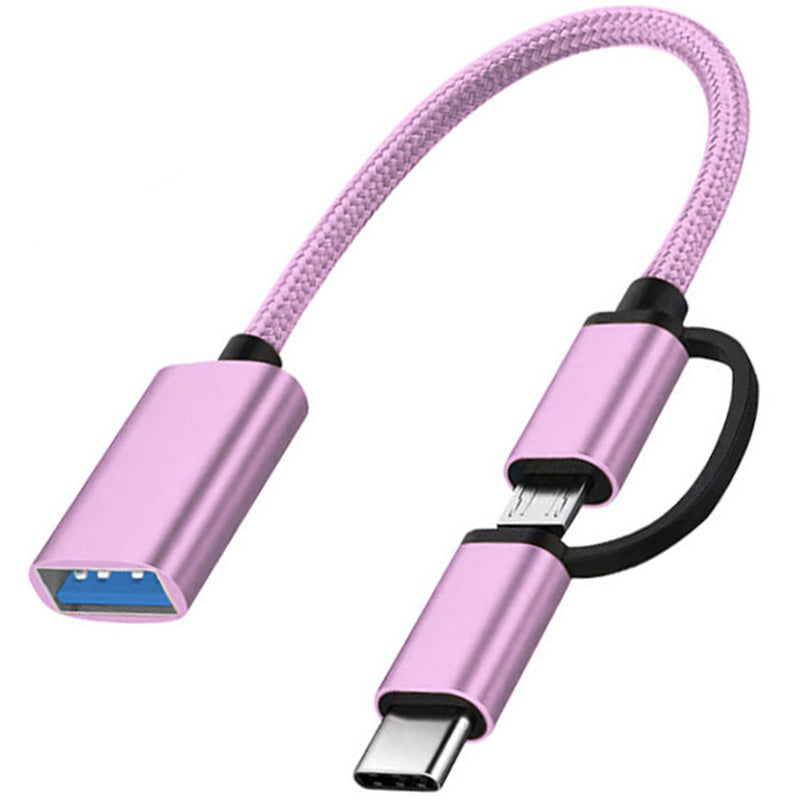 USB Female to Micro USB and USB C Male OTG Adapter 2 in 1 USB 2.0 OTG Connector for Samsung Android Tablet Phone Connect USB Drive Mouse Keyboard Card Reader