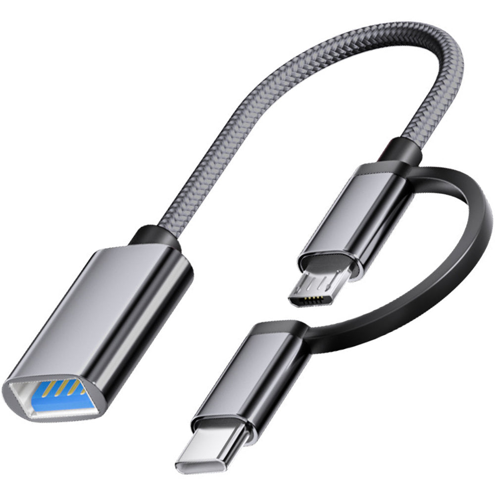 USB Female to Micro USB and USB C Male OTG Adapter 2 in 1 USB 2.0 OTG Connector for Samsung Android Tablet Phone Connect USB Drive Mouse Keyboard Card Reader