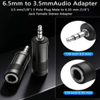 3.5mm Male to 6.35mm Female Audio Adapter 1/8 Male to 1/4 Female Stereo Headphone Jack Converter 6.5mm to 3.5mm TRS Plug for PC Speaker Amp Guitar Piano