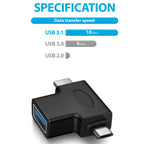 2 in 1 OTG Adapter USB 3.0 Female to Type C and Micro USB Male Converter Compatible with Phones Tablets Laptops