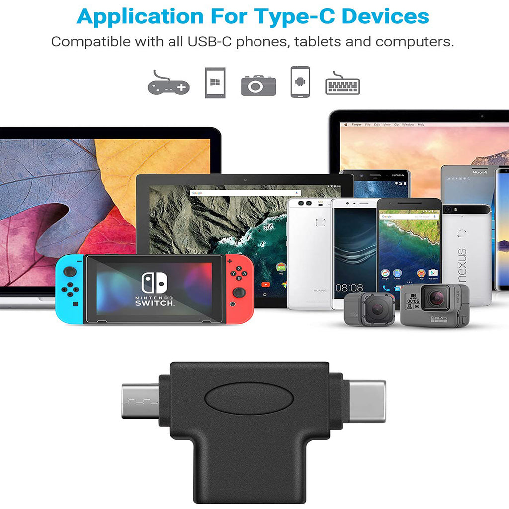 2 in 1 OTG Adapter USB 3.0 Female to Type C and Micro USB Male Converter Compatible with Phones Tablets Laptops