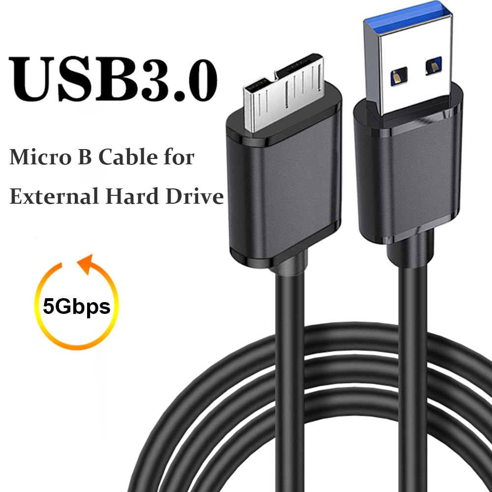 USB 3.0 Type A to Micro-B Cable 5Gbps Fast Data Transfer Cord Compatible with External Hard Drive HDD Camera Galaxy S5 Note 3