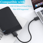 USB 3.0 Type A to Micro-B Cable 5Gbps Fast Data Transfer Cord Compatible with External Hard Drive HDD Camera Galaxy S5 Note 3