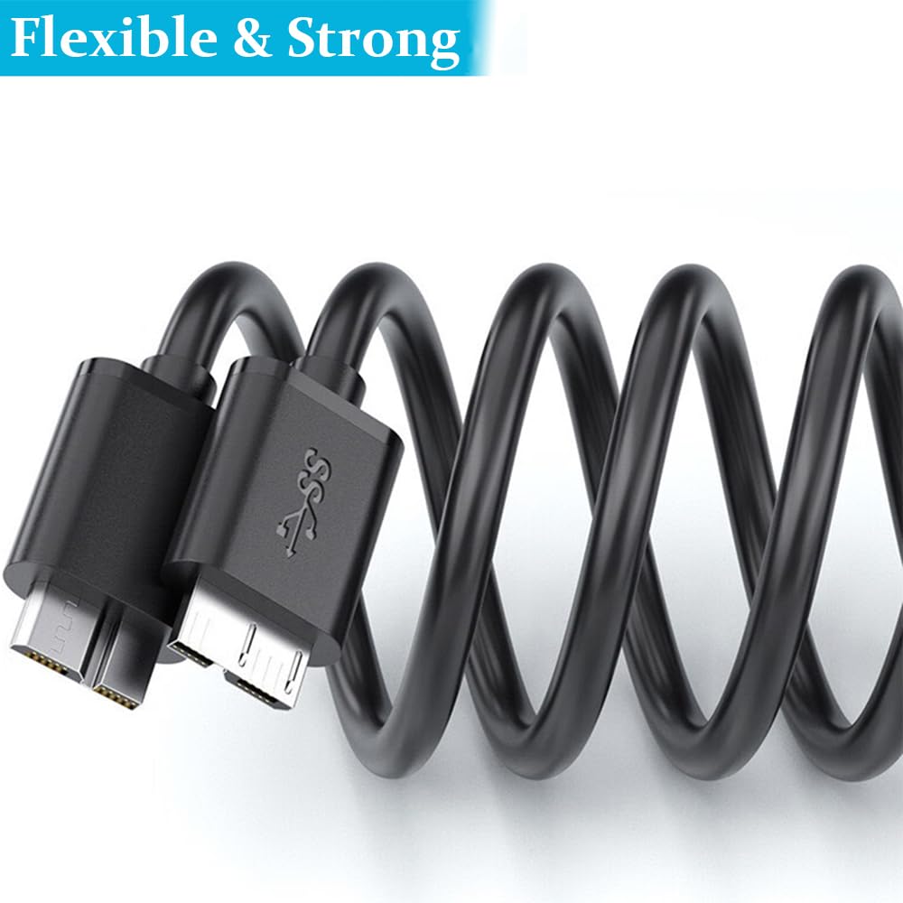 USB 3.0 Type A to Micro-B Cable 5Gbps Fast Data Transfer Cord Compatible with External Hard Drive HDD Camera Galaxy S5 Note 3