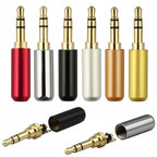 3.5mm Male Solder Audio Plug 1/8 Inch TRS 3 Pole Gold Plated Headphone Jack Repair Connector Metal Shell for DIY Stereo Aux Cable Earphone Headset
