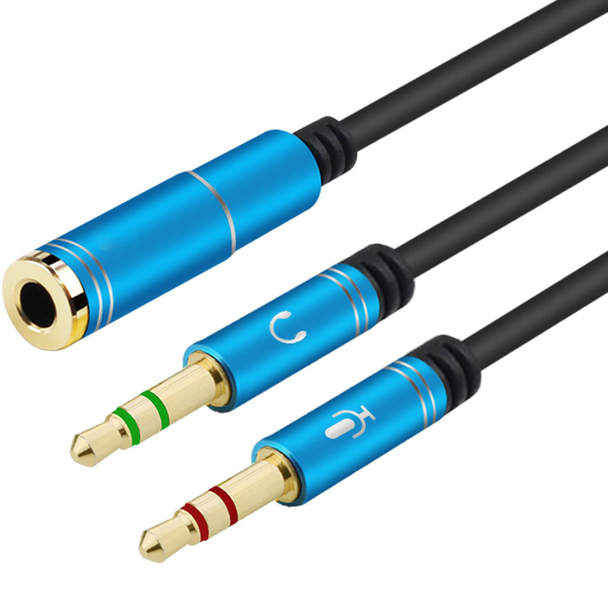 Headphone Mic Splitter Cable for PC 3.5mm Female to 2 Dual Male Audio Y Adapter TRRS to TRS Headset Microphone Separator Aux Cord for Gaming Laptop Desktop