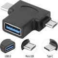 2 in 1 OTG Adapter USB 3.0 Female to Type C and Micro USB Male Converter Compatible with Phones Tablets Laptops